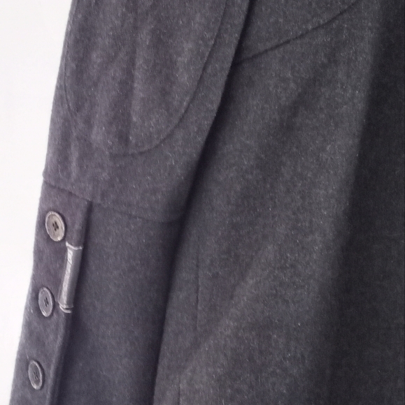Vintage Peacoat Blazer Dark Gray Wool Blend Cropped Double Breasted DC Brand - Picture 13 of 13